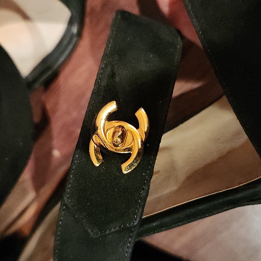 Chanel Black Suede Sandals Slides Mules Shoes 36 - Picture 8 of 8